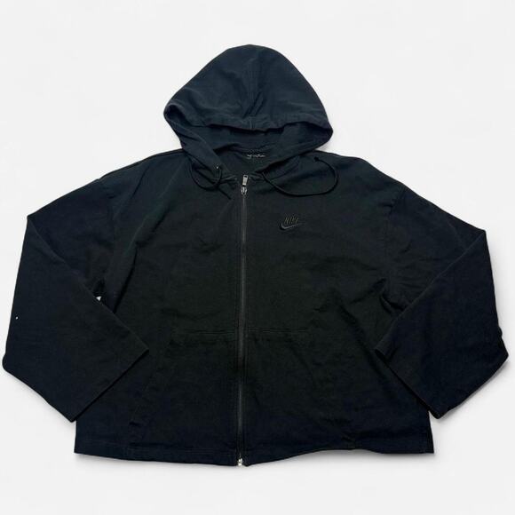 Nike Black Full Zip Hoodie No Size Tag (Cropped Boxy Fit) - Picture 1 of 5